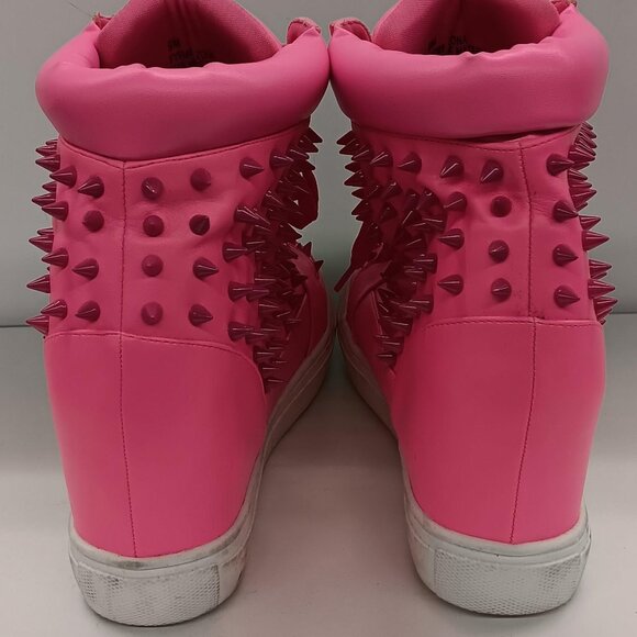 Cape Robbin Hidden Heel 25 Spiked Hot Pink Wedge Sneaker; Size 9, fit like 9.5 - Picture 5 of 9